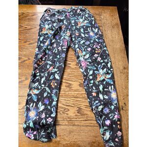 Fleur du Mal black floral rare silk pants sz XS